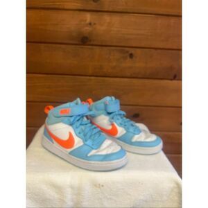 Nike Court Borough Mid 2 BG Kids Sneakers Aquarius Blue Orange SZ 6.5 Youth HF47